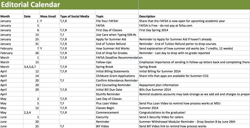 Editorial Calender